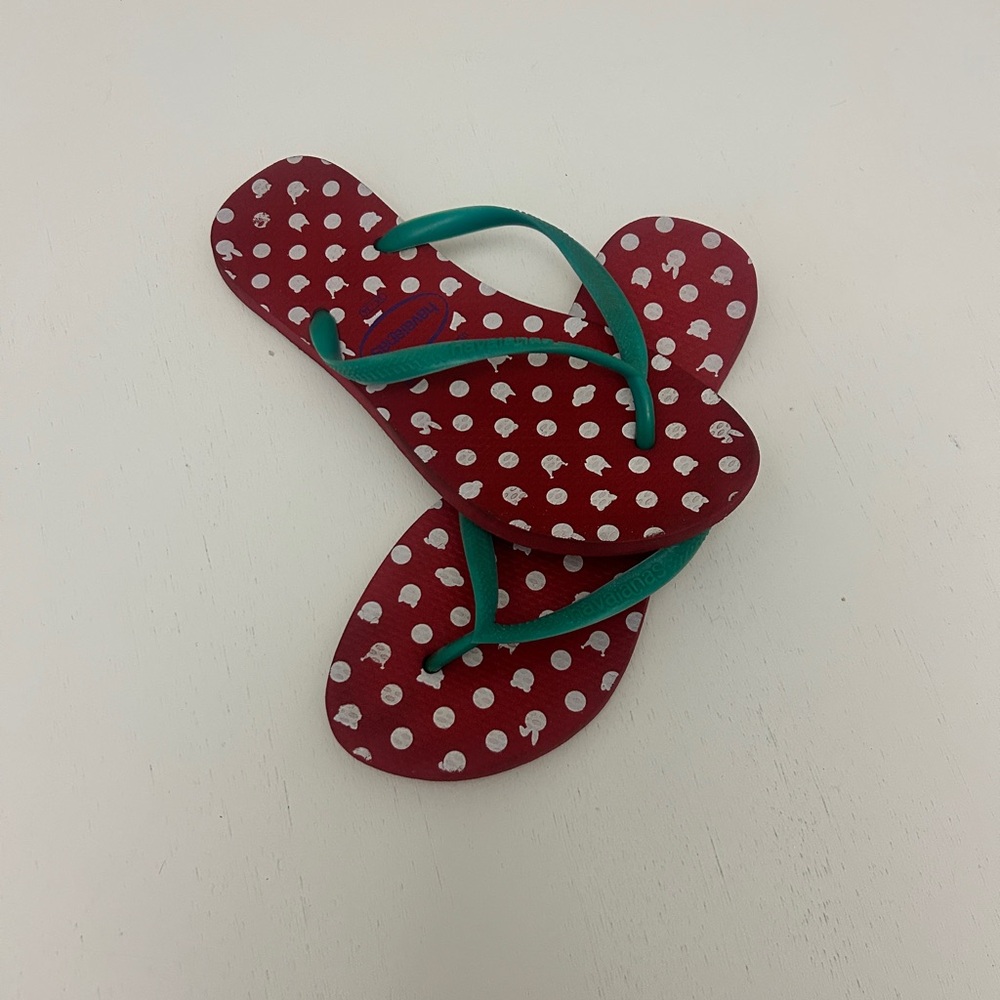 Havaianas Red and White Polka Dot Sandals